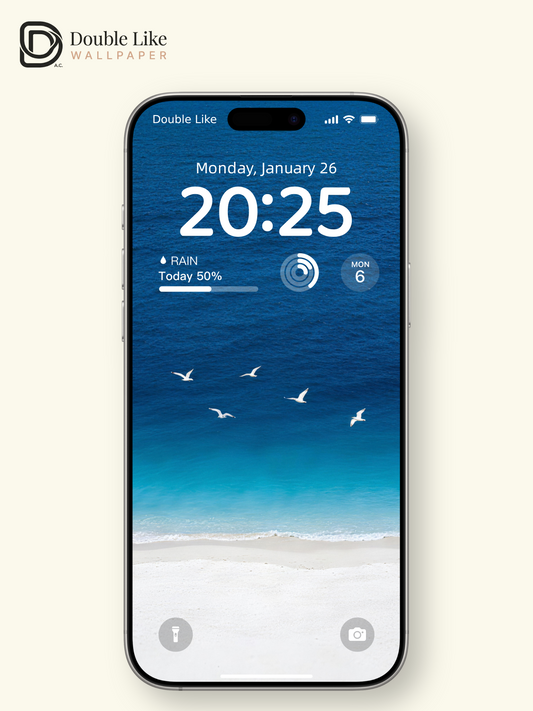 Blue Ocean Seagull Minimal Calming Beach Wallpaper Pack [#LFHL30310]