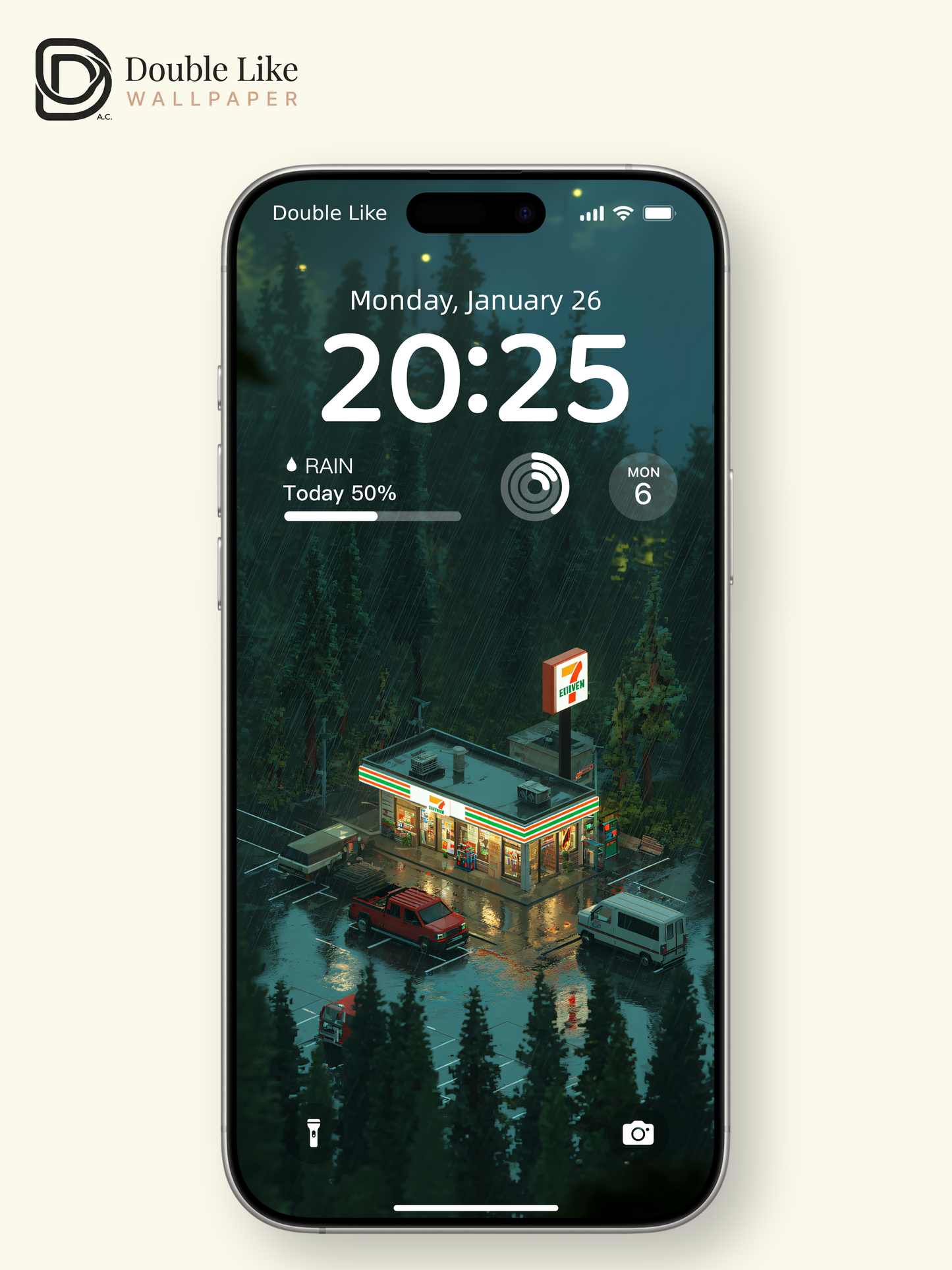 Rainy Forest Convenience Store Cozy Night 3D Aesthetic Wallpaper Pack [#JJ1386]