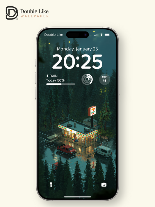 Rainy Forest Convenience Store Cozy Night 3D Aesthetic Wallpaper Pack [#JJ1386]