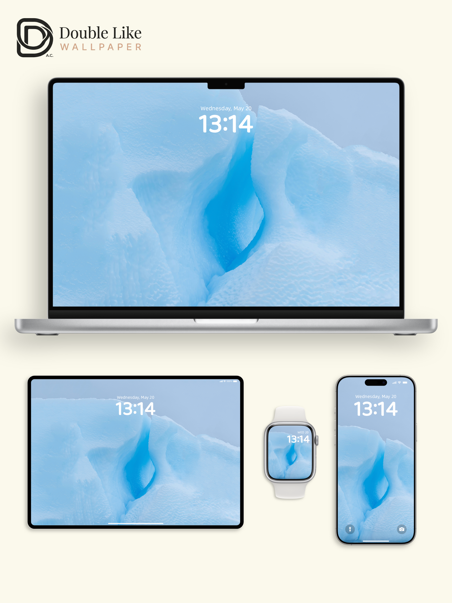 Glacial Blue Iceberg Crevasse Minimalist Polar Aesthetic Wallpaper Pack [#ZMY229]