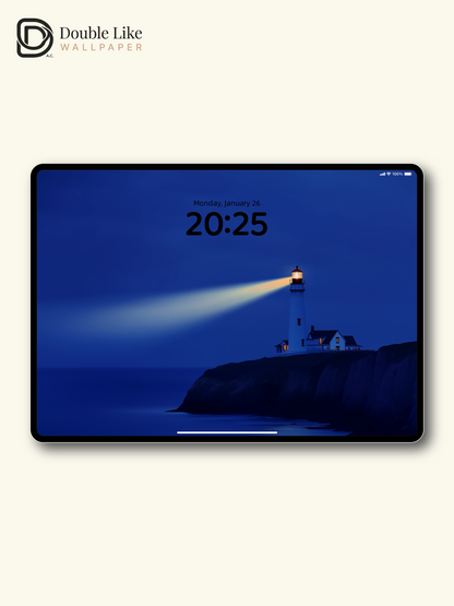 Combined Product Name: Deep Blue Coast Lighthouse Lonely Calming Inspirational Atmospheric Ocean Landscape Full-Device Wallpaper Pack [#ZMY069]