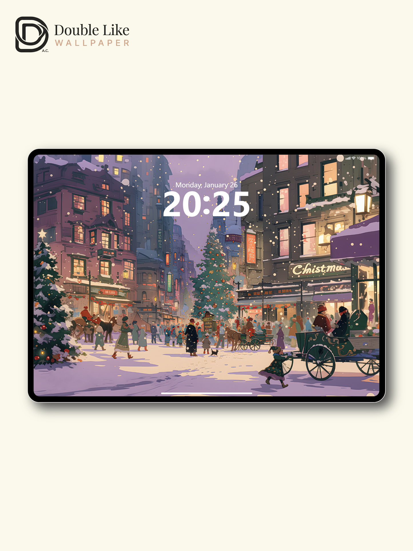 Cozy Christmas Snowy Town Purple Twilight Anime Aesthetic Wallpaper Pack [#WGF066]