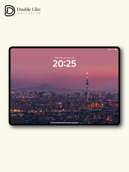 Tokyo Cityscape Sunset Aesthetic Purple Glow Premium Wallpaper Pack [#ZMY509]