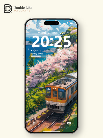 Spring Cherry Blossom Seaside Train Anime Aesthetic Wallpaper Pack [#WGF042]