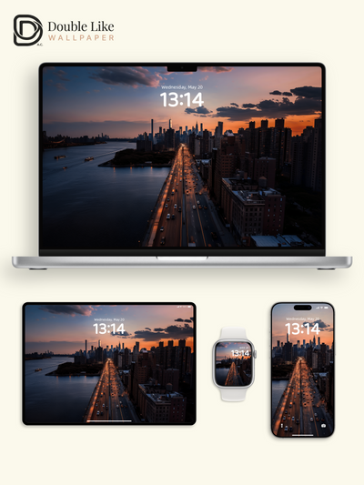 New York City Skyline Sunset Highway Landscape Wallpaper Pack [#ZJY446]