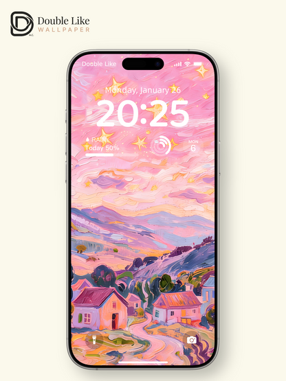 Dreamy Pastel Pink Starry Sky Van Gogh Style Oil Painting Wallpaper Pack [#ZMY483]