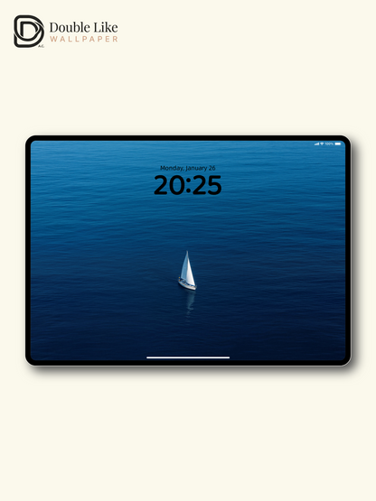 Sailboat On Deep Blue Sea Minimal Calm Inspiring Ocean Wallpaper Pack [#LFHL30419]