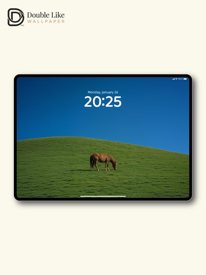 Healing Scenery Wallpaper Pack With Horse On Green Grass Hill [#LFHL30507]