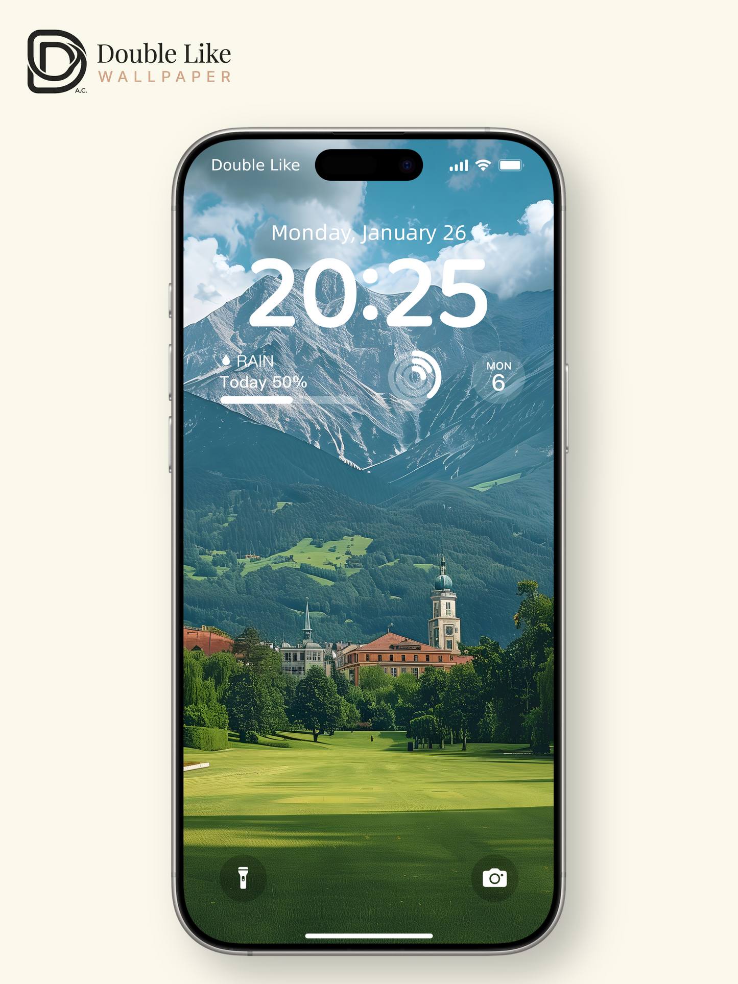 Peaceful Alpine Town Mountain Landscape Lock Screen Wallpaper Pack [#ZJYX0197]