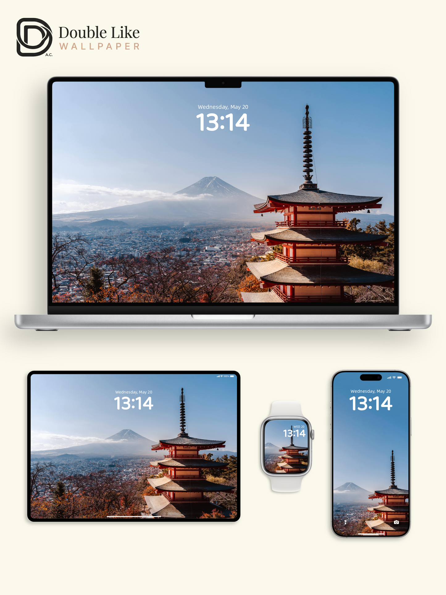 Mount Fuji Chureito Pagoda Autumn Landscape Aesthetic Wallpaper Pack [#ZMY343]