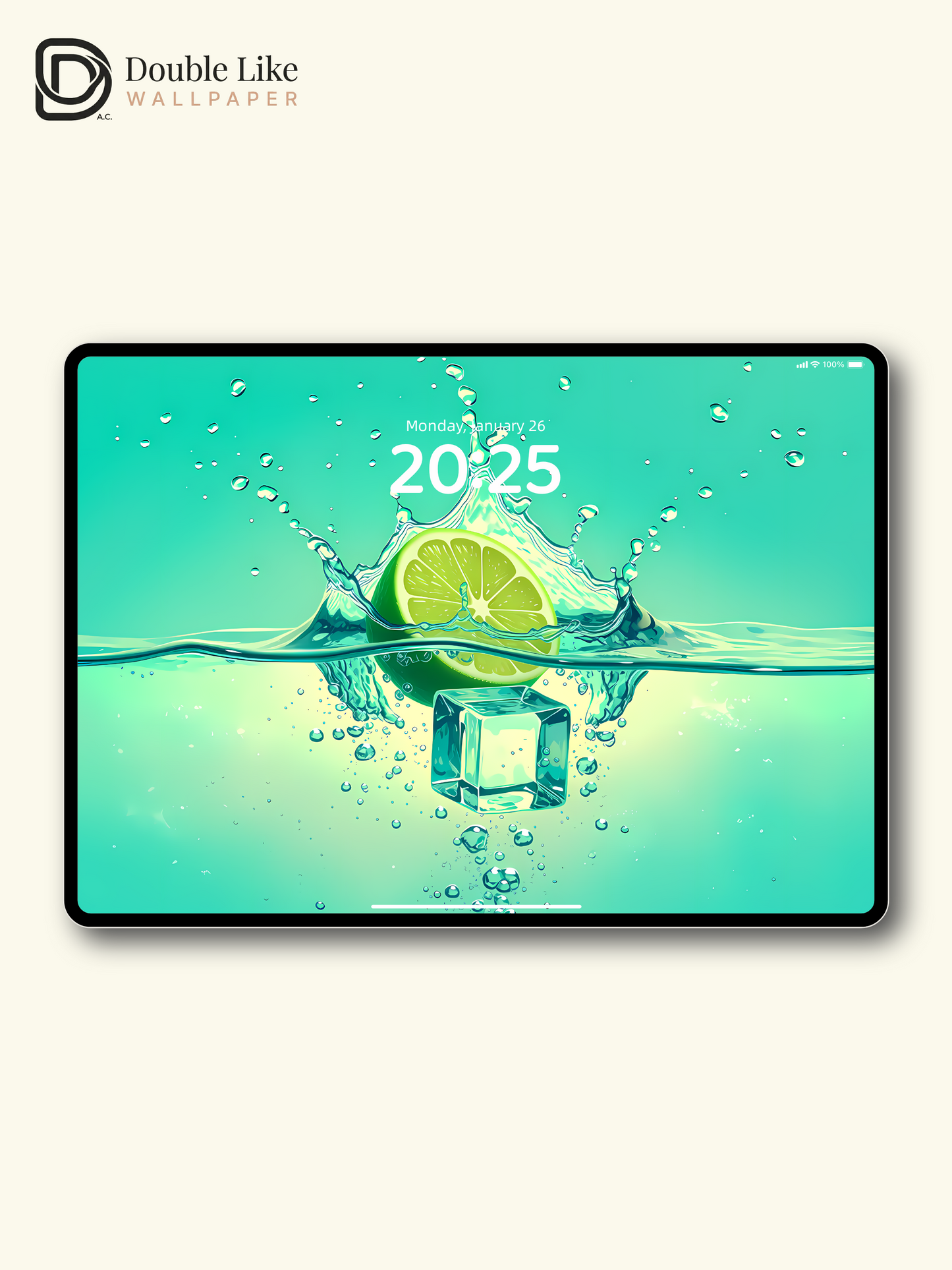 Mint Lime Ice Water Refreshing Minimal Illustration Wallpaper, [#LFHL1010]