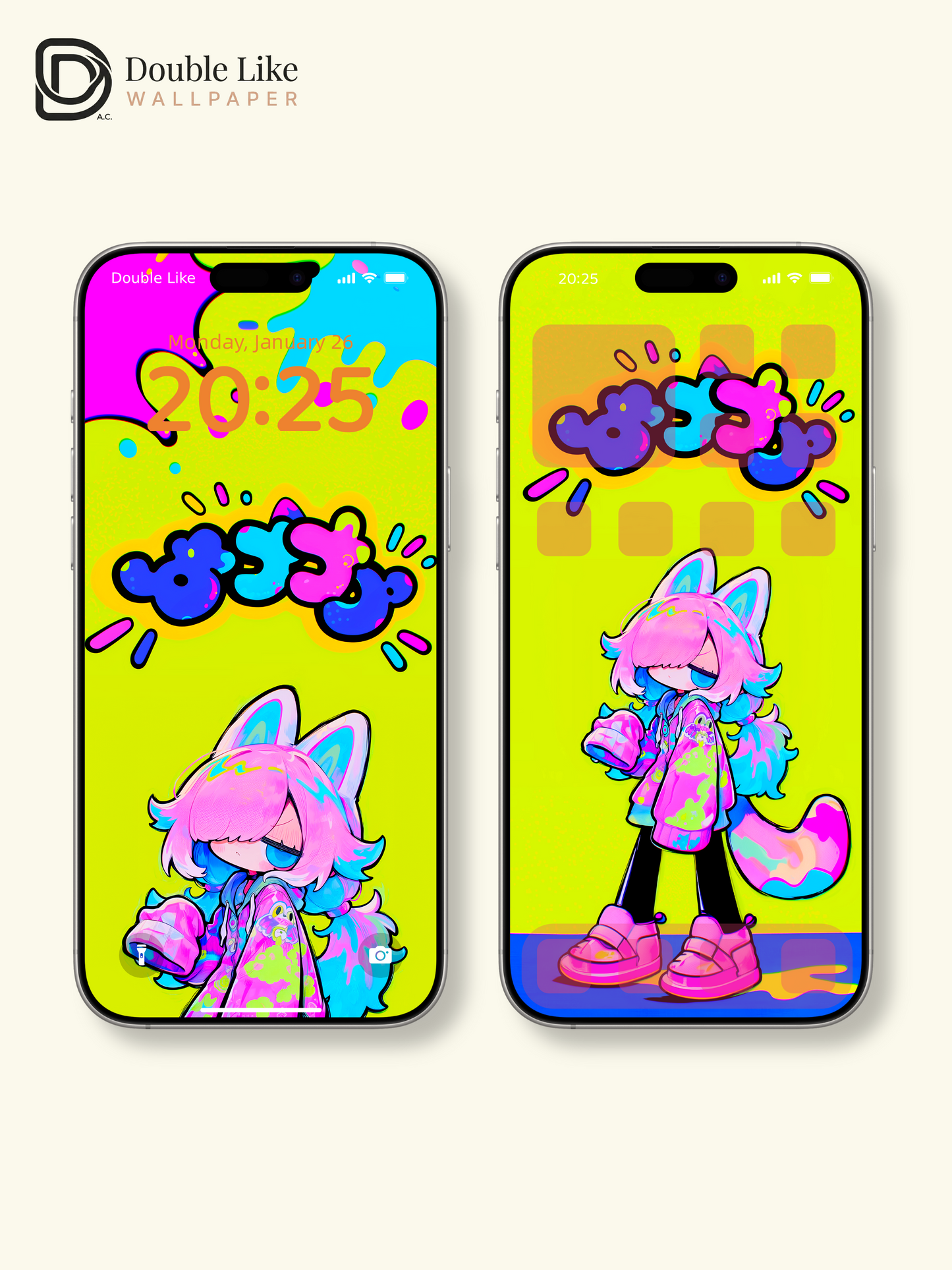 Neon Anime Character Wallpaper Pack - Cute Pop Art Vibe [#GG1362]