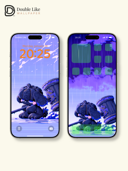 Cute Dark Pumpkin Pup Hammer Ghost Glow Aesthetic Wallpaper Pack [#HW1509]