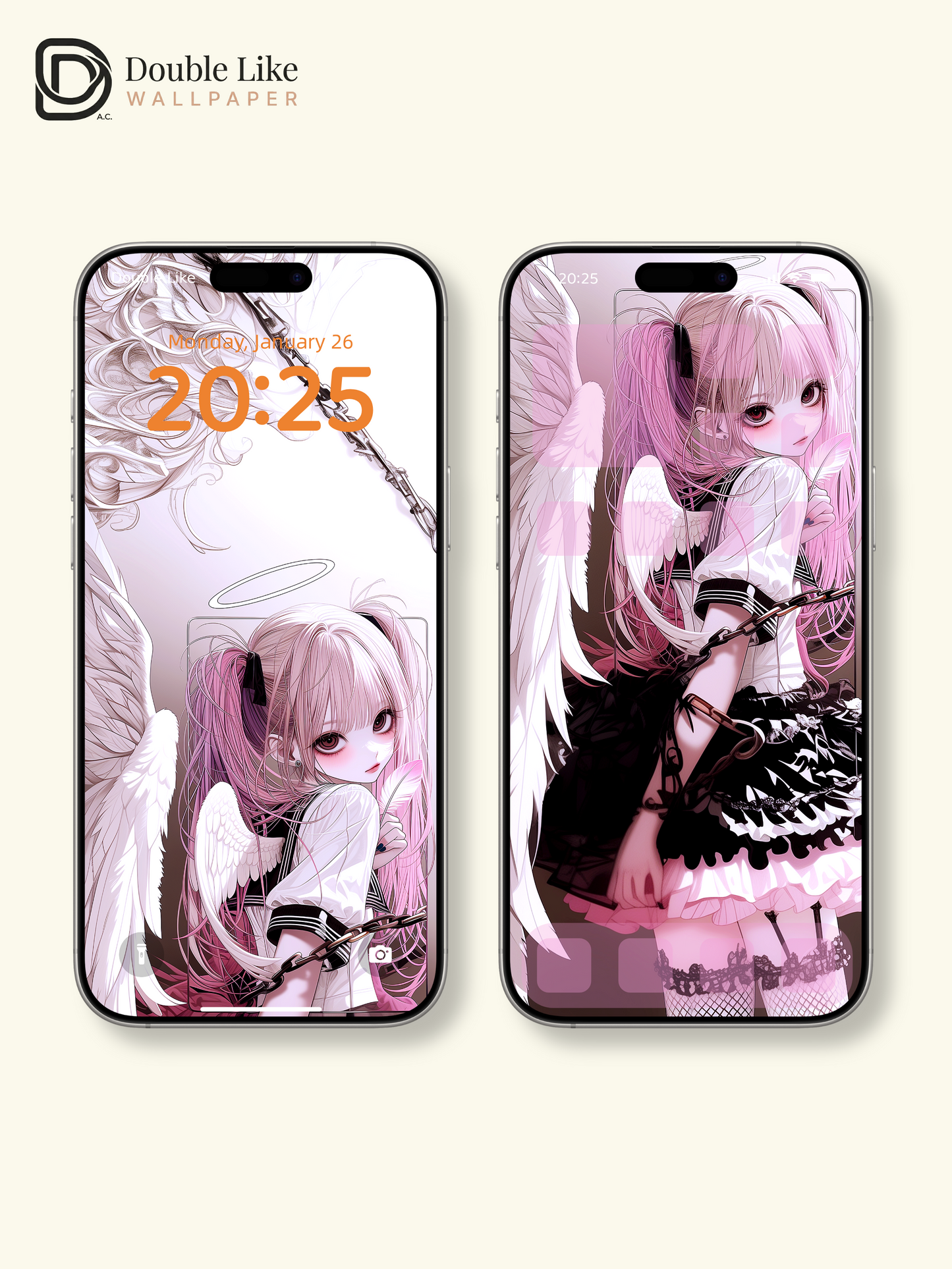 Dark Fantasy Angel & Demon Anime Couple Wallpaper Pack [#HW1525]