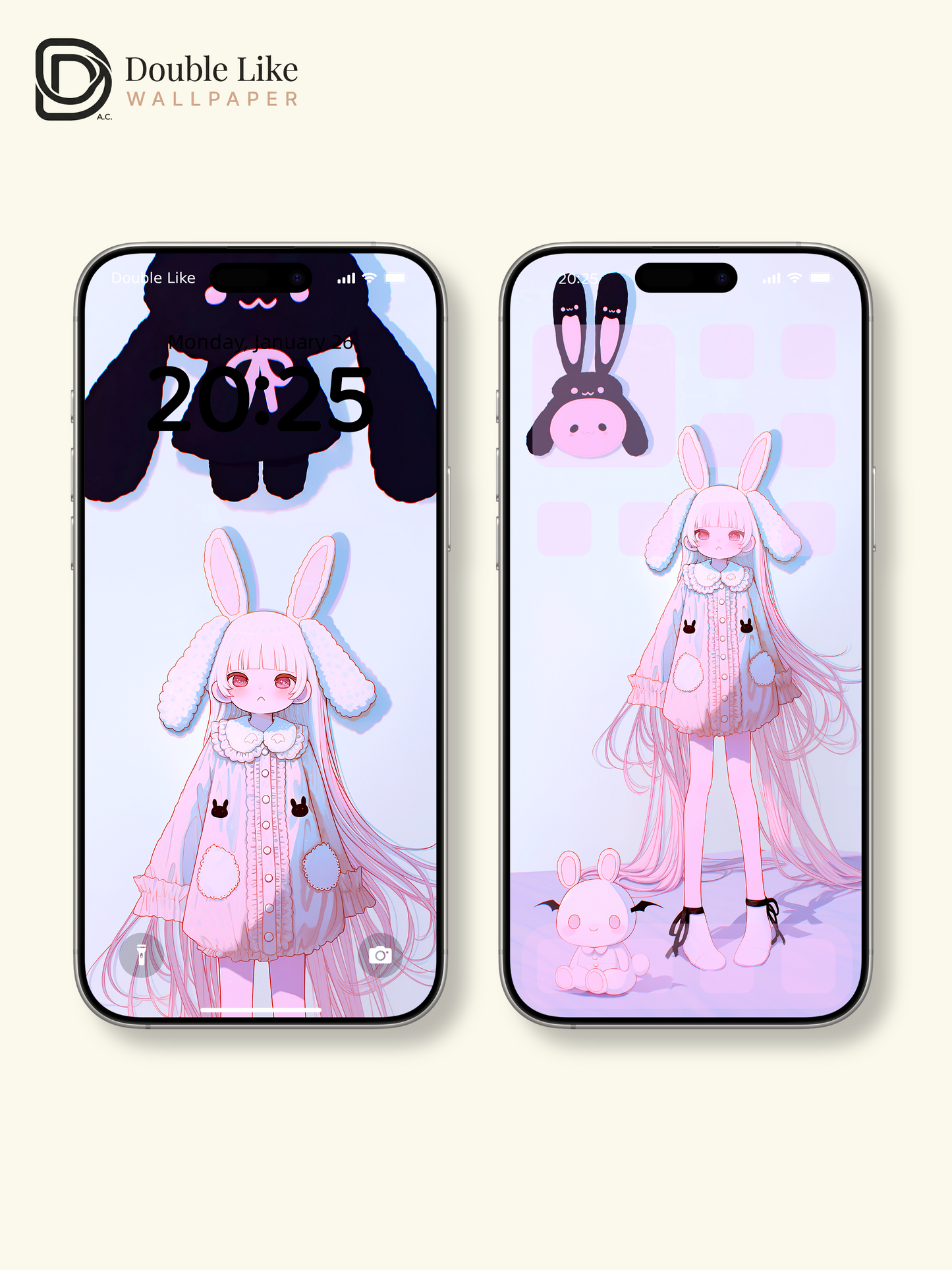 Kawaii Anime Bunny Girl Pastel Aesthetic Wallpaper Pack [#HW1478]