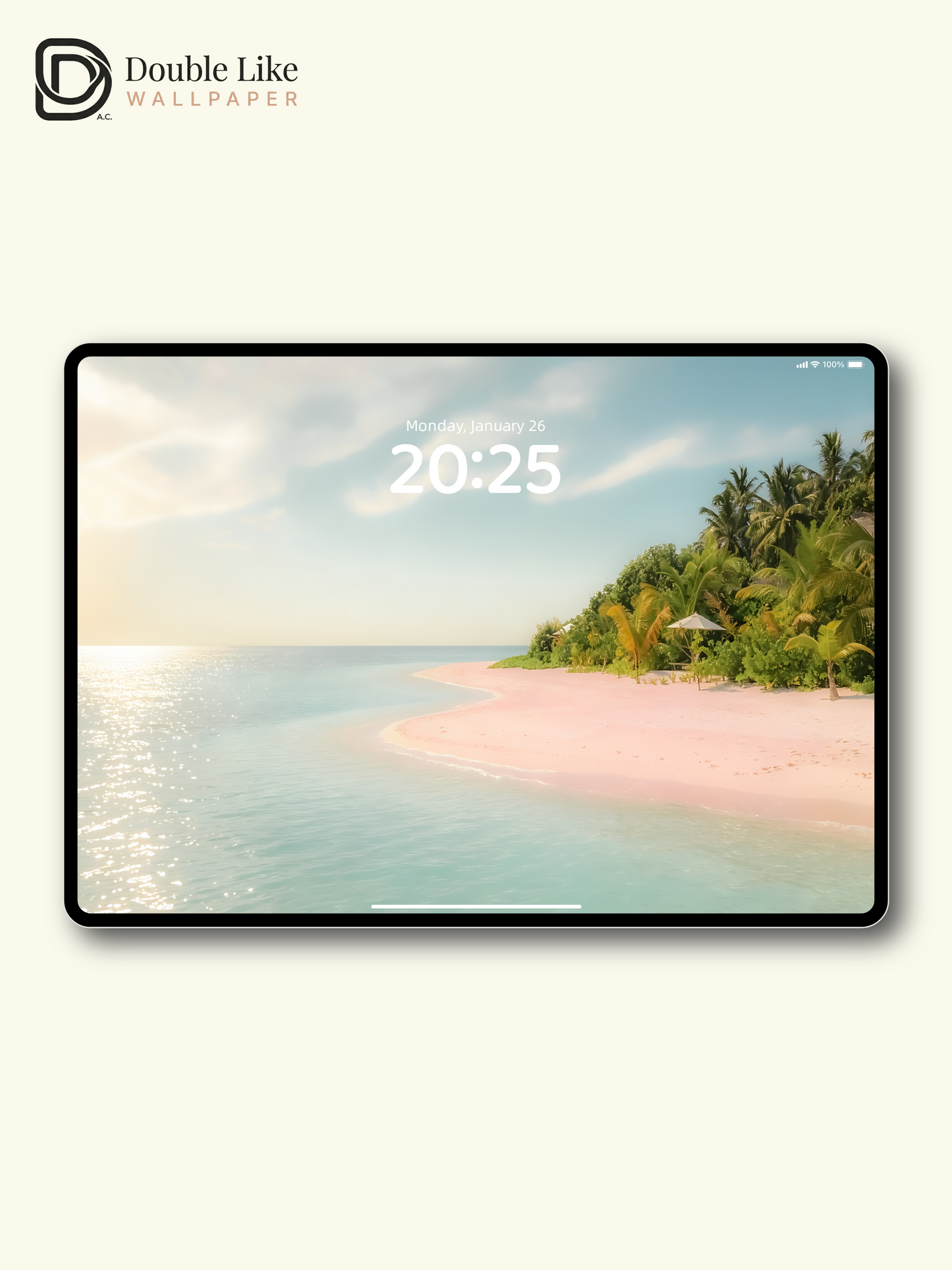 Healing Pink Sand Tropical Island Landscape Wallpaper Pack, Compatible with iPhone & Android Lock Screen, Tablet, PC & Smart Watch HD Wallpapers [#ZMY519]
