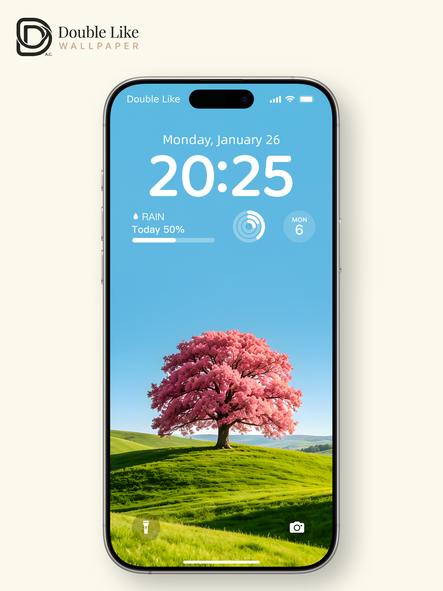 Minimalist Pink Tree Green Hill Aesthetic Spring Nature Wallpaper Pack [#ZMY520]
