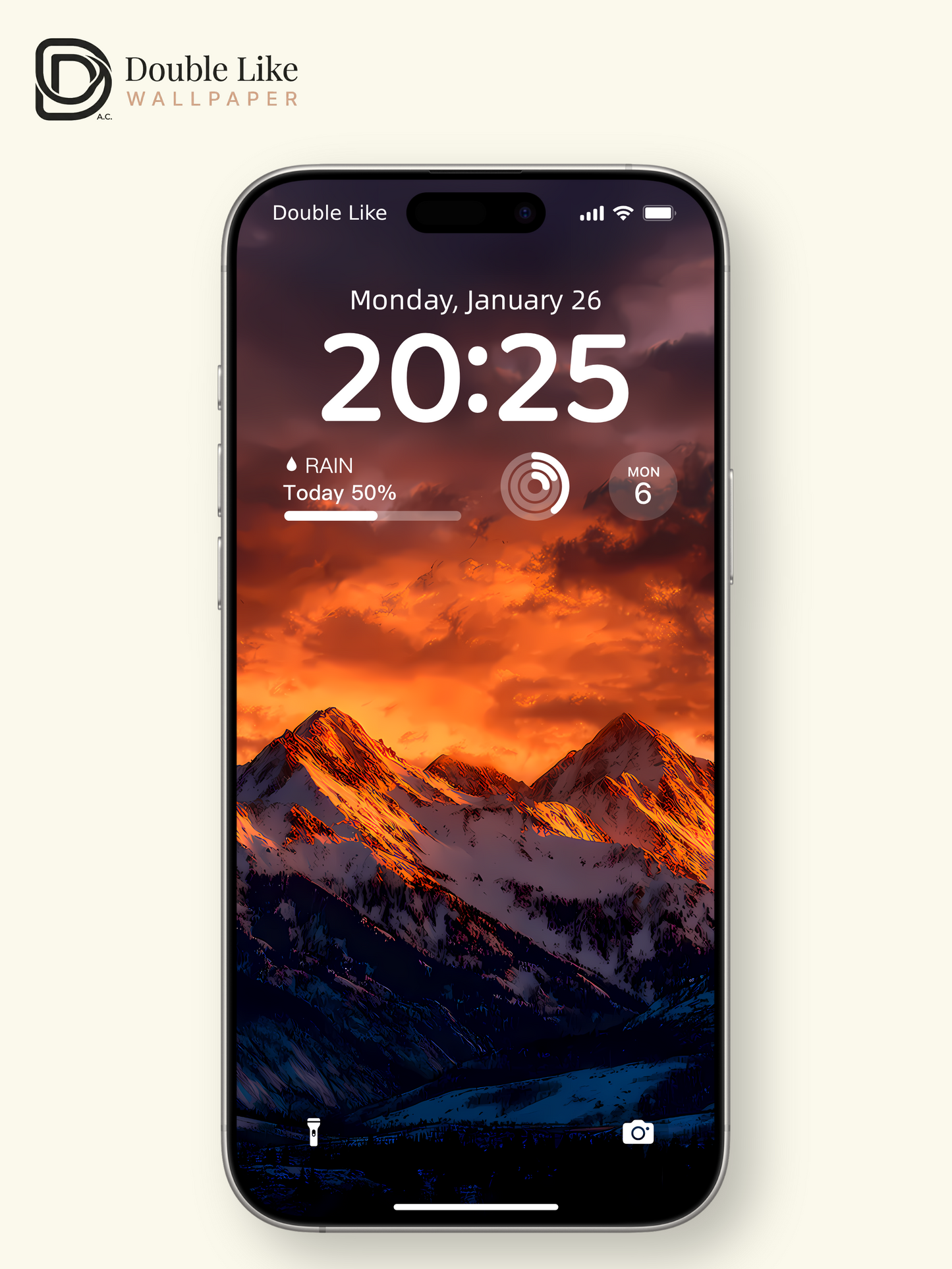 Blazing Sunset Golden Snow Mountain Healing Landscape Illustration Wallpaper Pack [#LFHL1004]