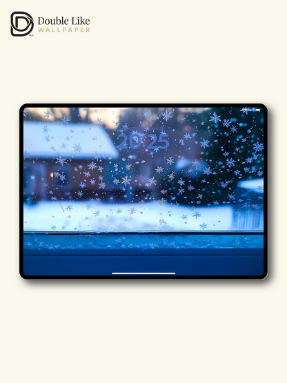 Frosty Snowflakes Window View Peaceful Winter Wallpaper Pack [#ZJYX0337]