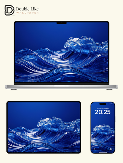 3D Glossy Liquid Ocean Waves Aesthetic Wallpaper Pack [#LFHL30606]