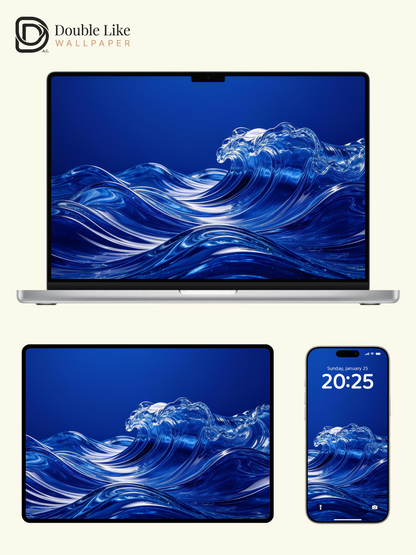 3D Glossy Liquid Ocean Waves Aesthetic Wallpaper Pack [#LFHL30606]