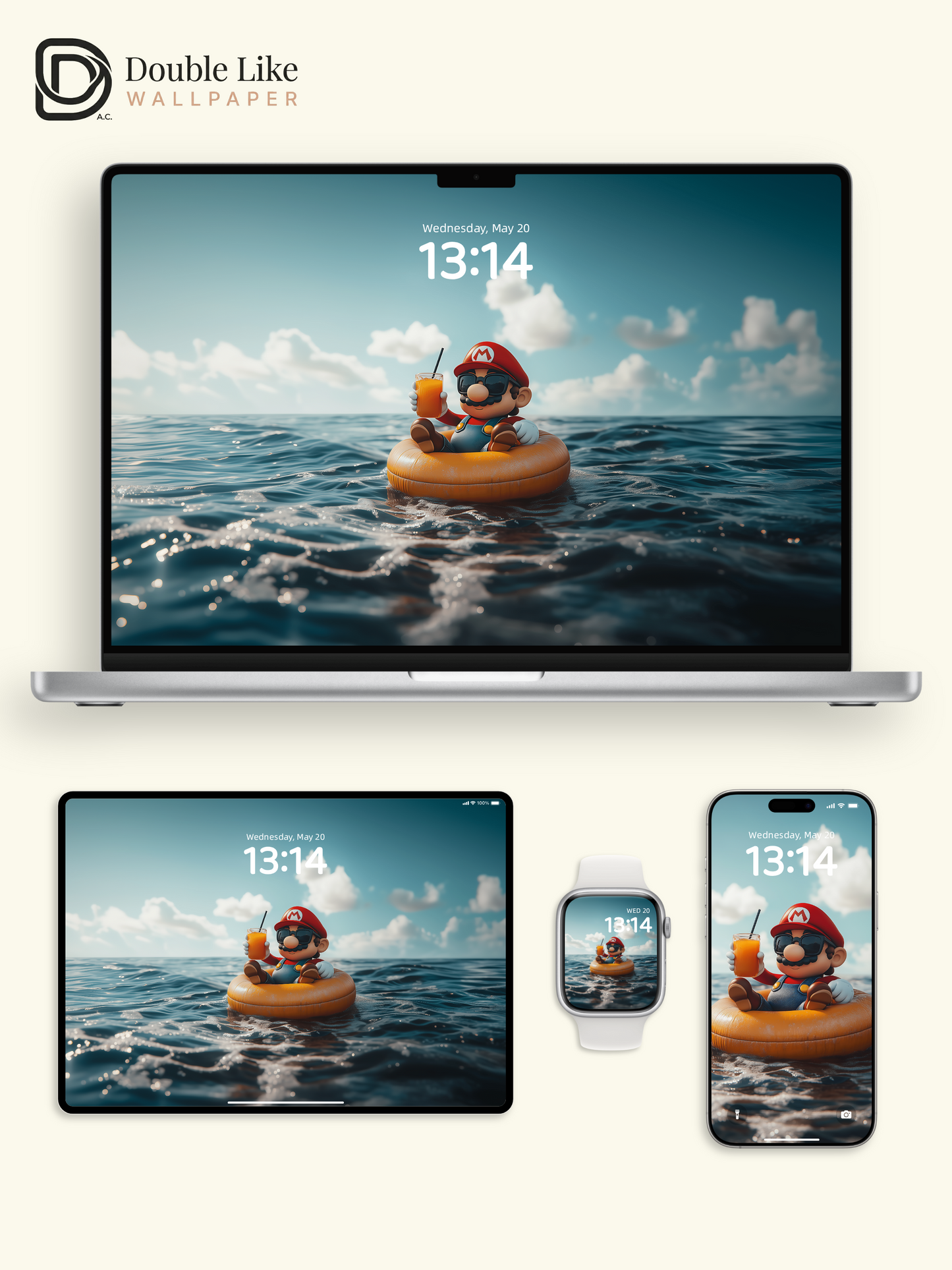 Mario Summer Vacation Floating Ocean Aesthetic Wallpaper Pack [#ZJY437]