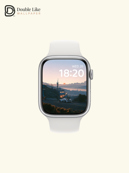 Sunset Mountain Overlook & Sports Car Anime Aesthetic Wallpaper Pack [#JJ1456]