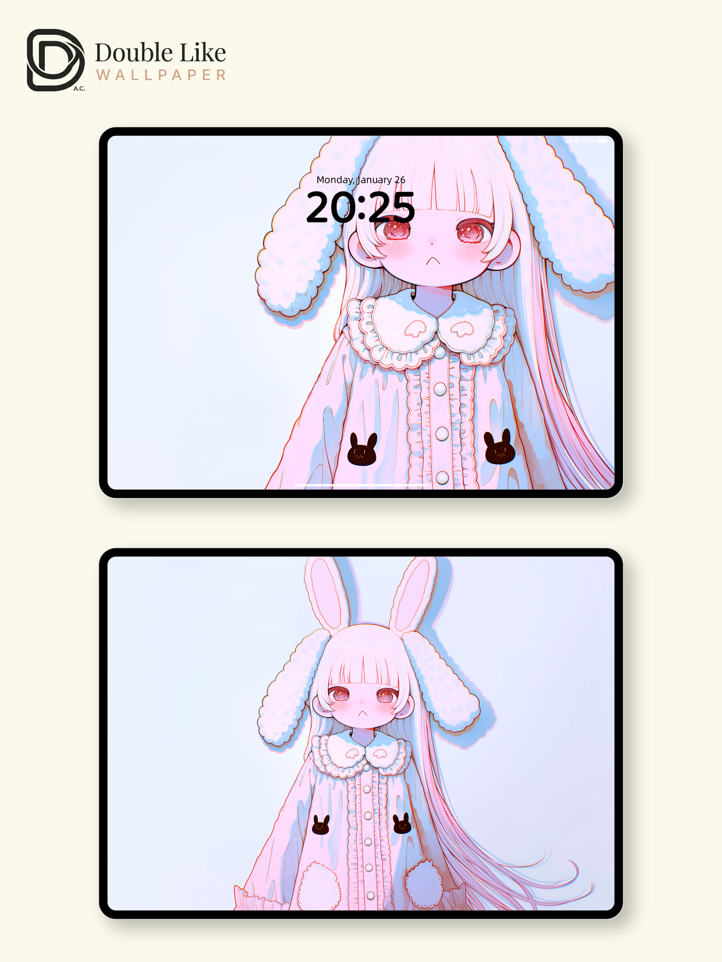 Kawaii Anime Bunny Girl Pastel Aesthetic Wallpaper Pack [#HW1478]
