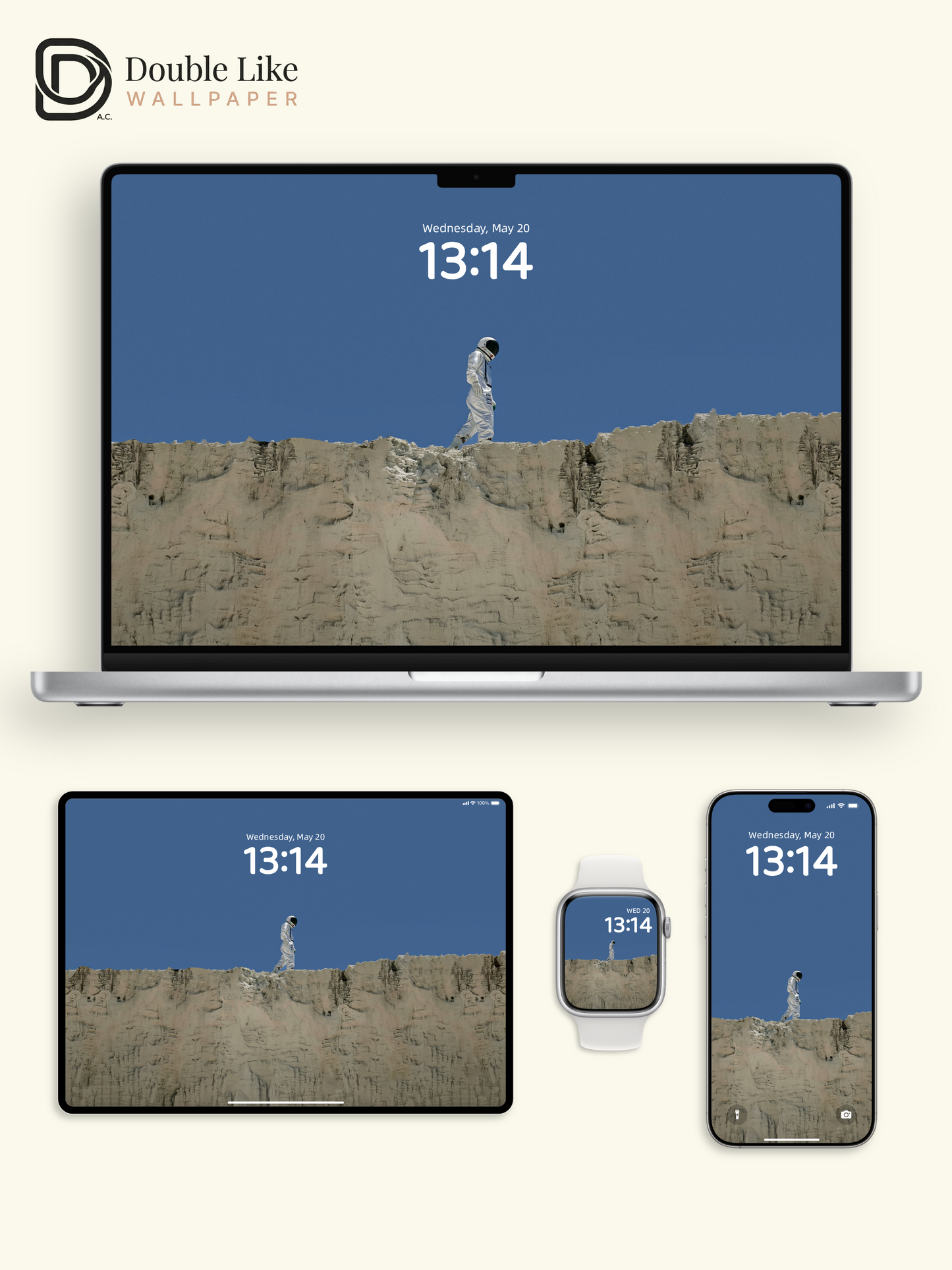 Minimalist Astronaut Sci-Fi Sky Blue Aesthetic Wallpaper Pack [#ZMY521]
