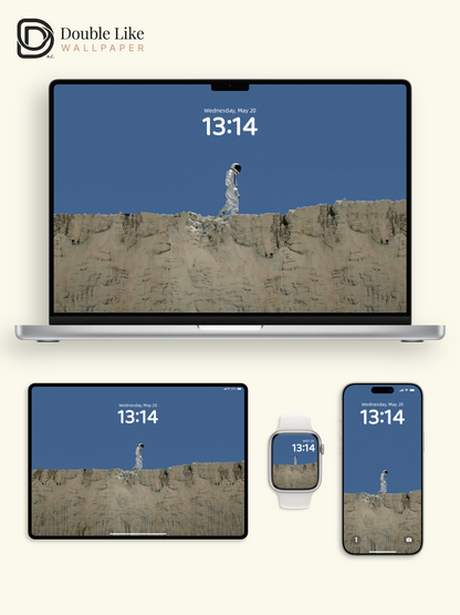 Minimalist Astronaut Sci-Fi Sky Blue Aesthetic Wallpaper Pack [#ZMY521]