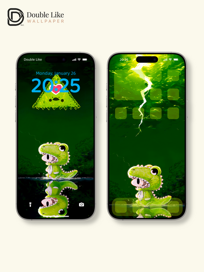 Cute Dinosaur Character Glowing Forest Wallpaper Pack [#GG1405]