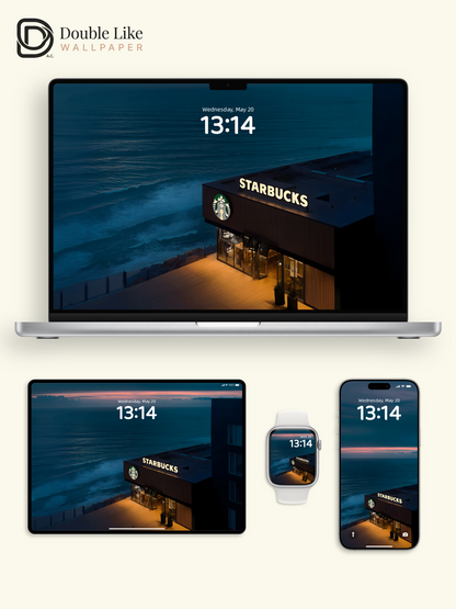 Cinematic Seaside Cafe Ocean Night Ambient Wallpaper Pack [#ZJYX0434]