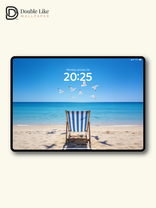 Sunny Ocean Beach Lounge Chair Seagulls Landscape Aesthetic Wallpaper Pack [#LFHL30615]