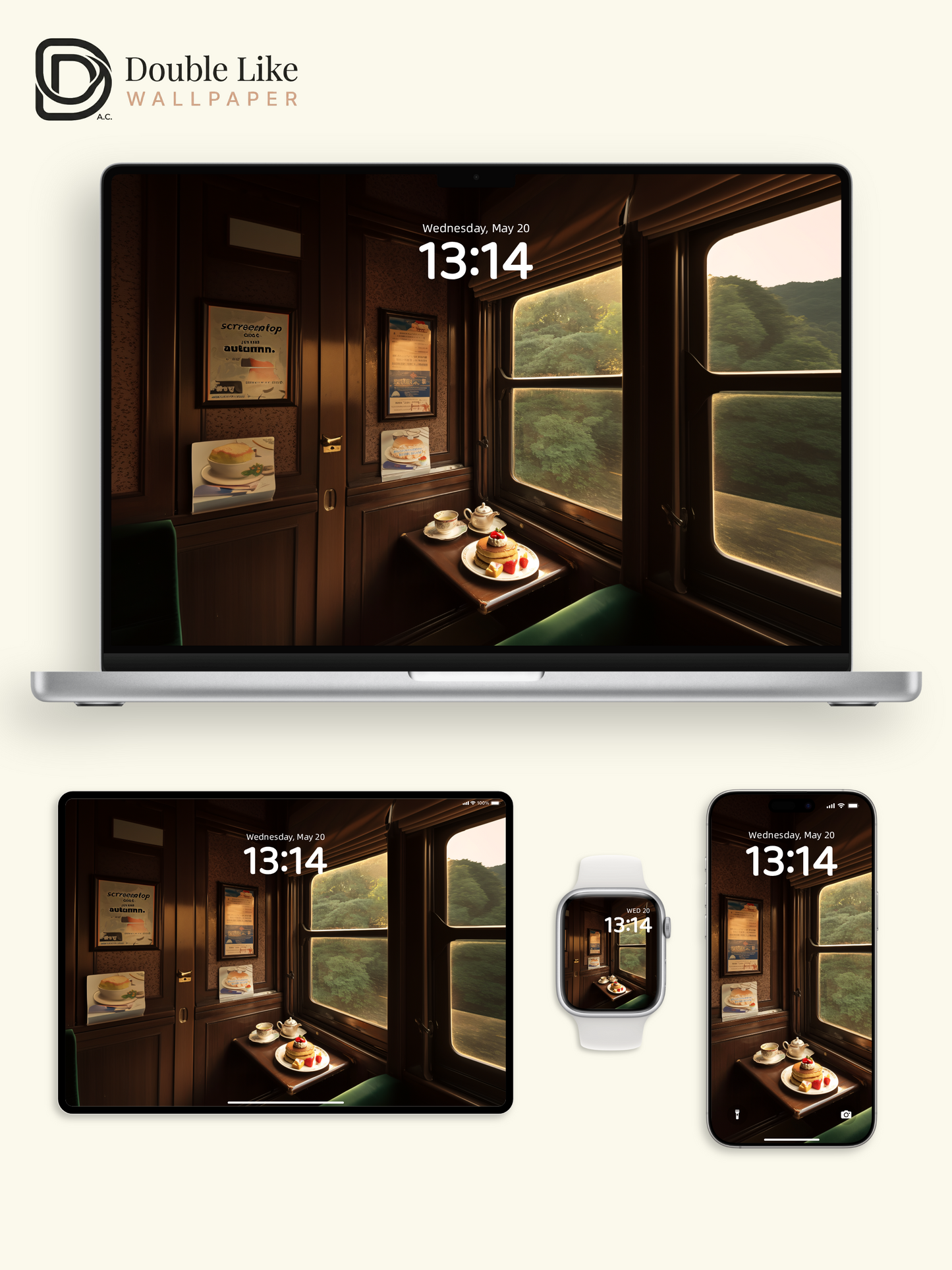 Vintage Train Carriage Afternoon Tea Aesthetic Photography Wallpaper Pack [#JJ1207]
