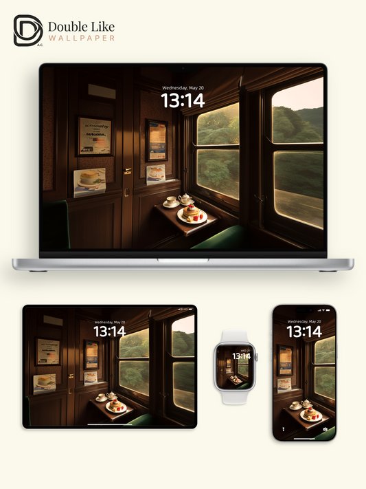 Vintage Train Carriage Afternoon Tea Aesthetic Photography Wallpaper Pack [#JJ1207]