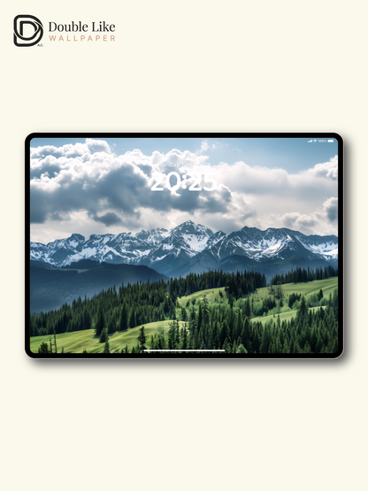 Majestic Mountain Peak & Evergreen Forest Landscape Wallpaper Pack [#JJ1338]