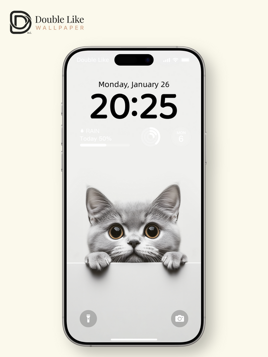 Curious Peeking British Shorthair Cat Minimalist Wallpaper Pack [#JJ20301]