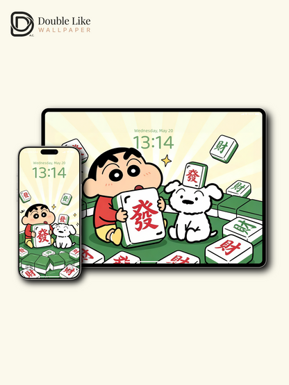 Lucky Fortune Mahjong Wallpaper – Adorable Cartoon Lock Screen Set [#JJ376]