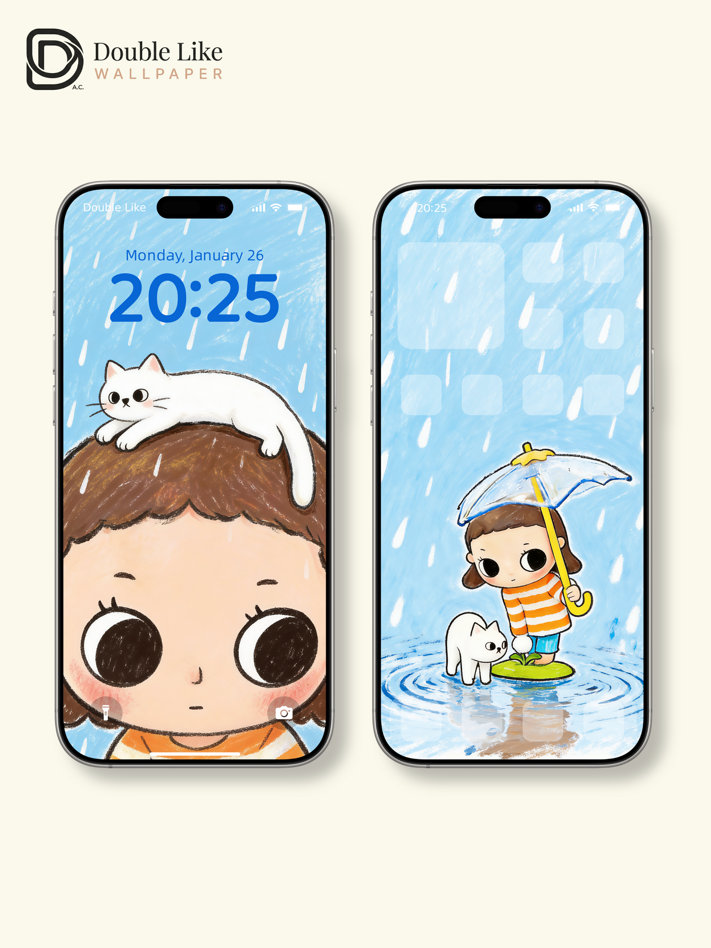 Rainy Day Little World My Cat Stays With Me Wallpaper Pack [#JJ398]