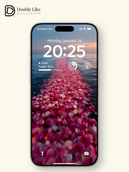 Pink Rose Petals Ocean Path Sunset Dusk Minimalist Aesthetic Wallpaper Pack [#ZMY124]