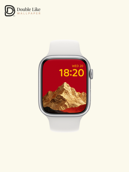 Golden Mountain Peak Sparkling Foil Texture Pure Red Aesthetic Wallpaper Pack [#ZMY349]