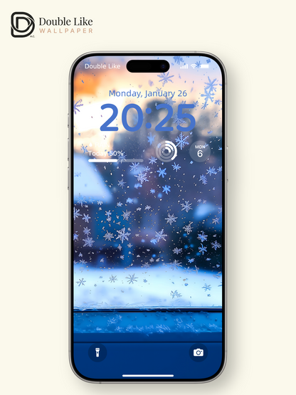 Frosty Snowflakes Window View Peaceful Winter Wallpaper Pack [#ZJYX0337]