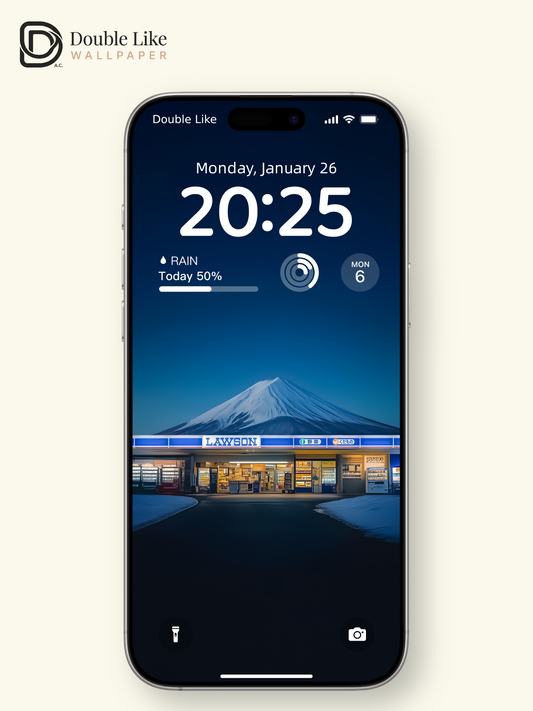 Dusk Dark Blue Mount Fuji Lawson Convenience Store Lonely Calming Atmospheric Japanese Winter Landscape Wallpaper Pack [#ZMY044]