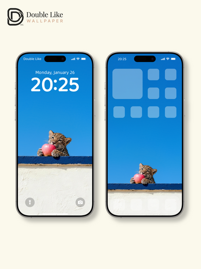 Cute Baby Leopard With Apple Healing HD Wallpaper Pack [#LFHL30401]