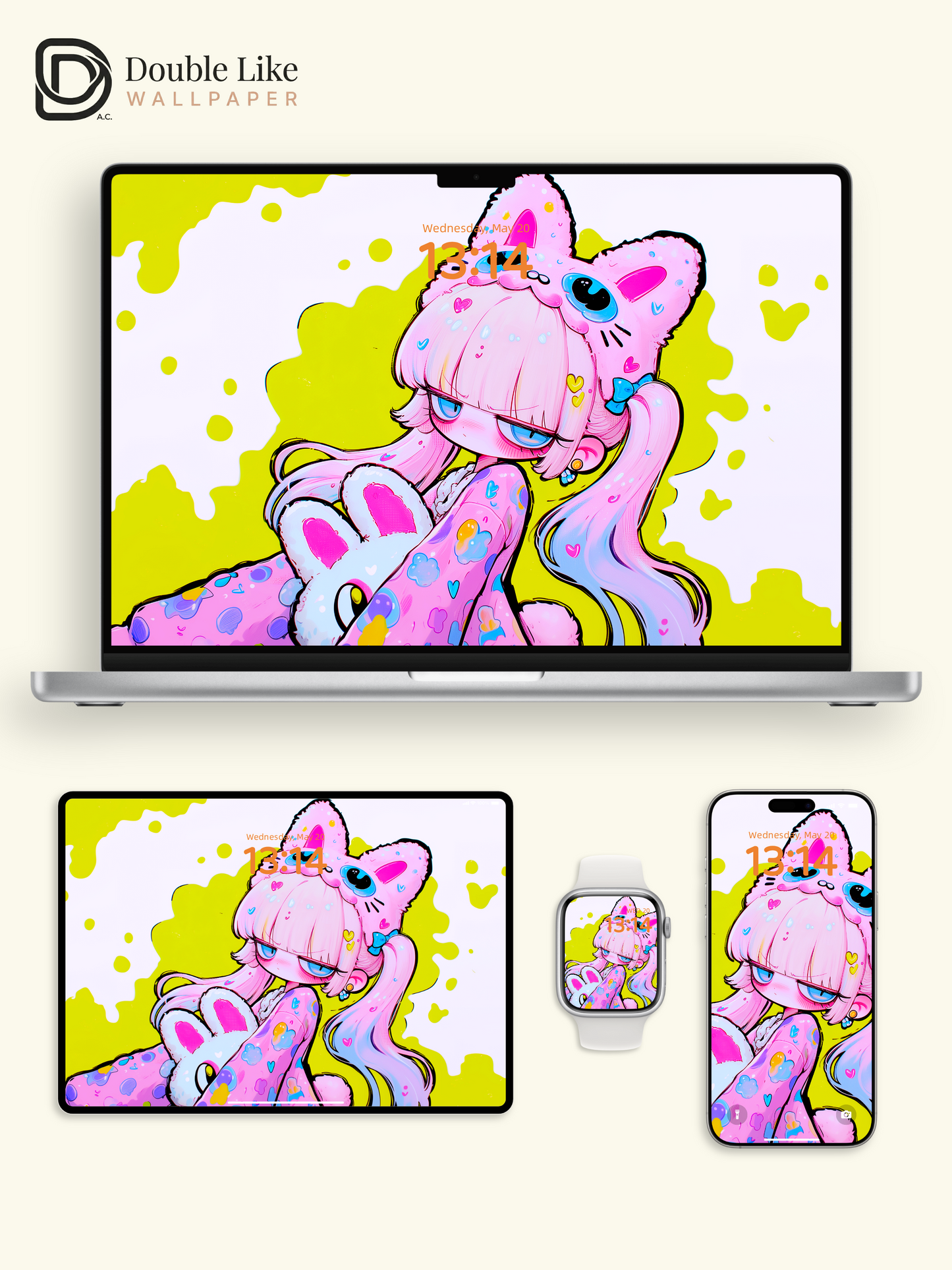 Neon Pop Art Anime Girl Cute Wallpaper Pack [#GG1366]