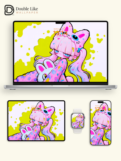 Neon Pop Art Anime Girl Cute Wallpaper Pack [#GG1366]