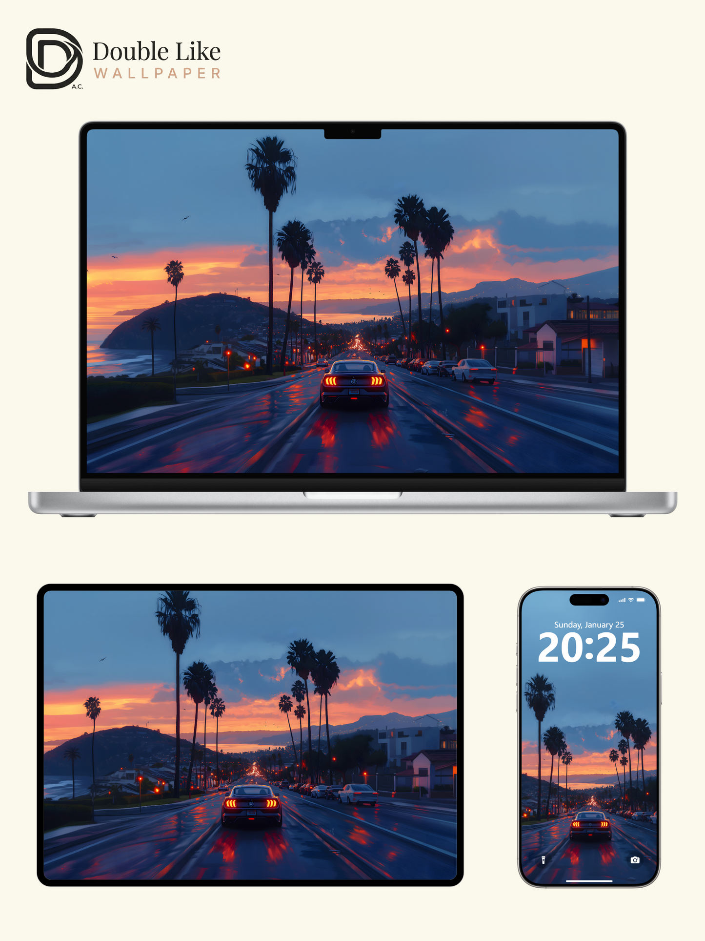 Sunset Coastal Highway Sports Car Aesthetic Wallpaper Pack [#WGF121]