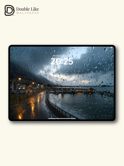 Rainy Window Ocean View Relaxing Nature Wallpaper [#ZJYX0609]