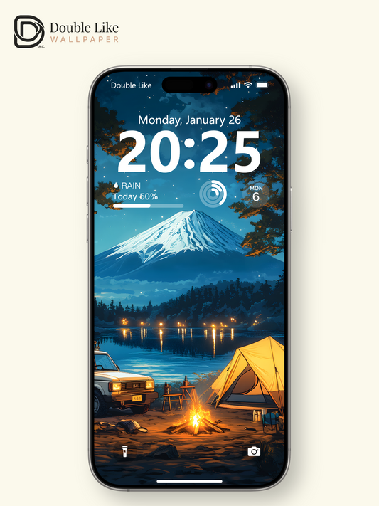 Mt Fuji Starry Forest Camping Anime Aesthetic Wallpaper Pack [#WGF120]