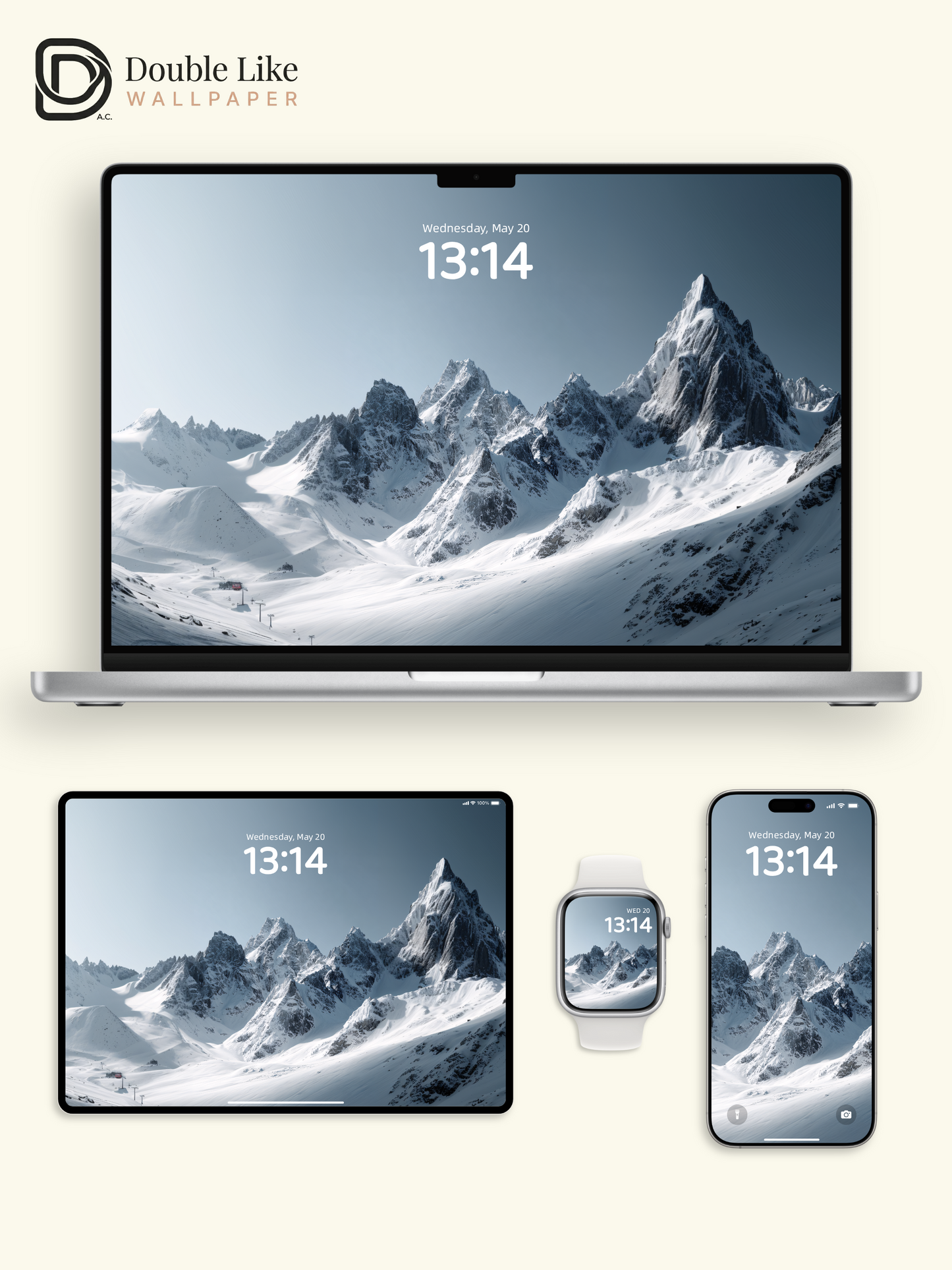 Minimalist Winter Snow Mountain Peaks Clean Landscape Photography Wallpaper Pack [#JJ1222]